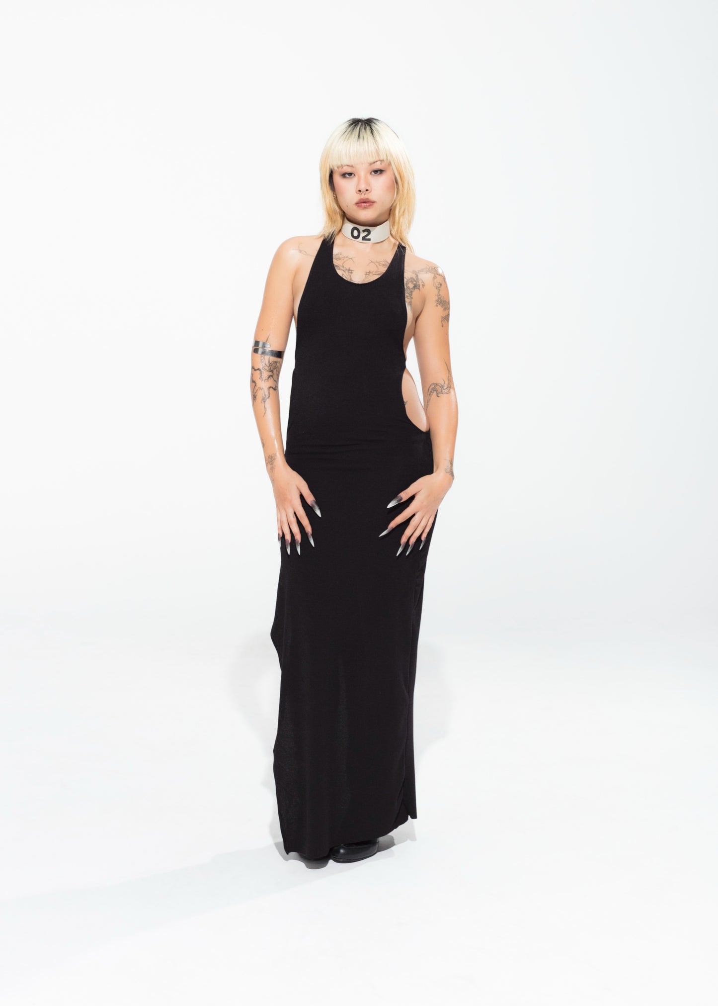 BLACK SOLANO KNITTED DRESS - 1 LEFT - XILIA XU
