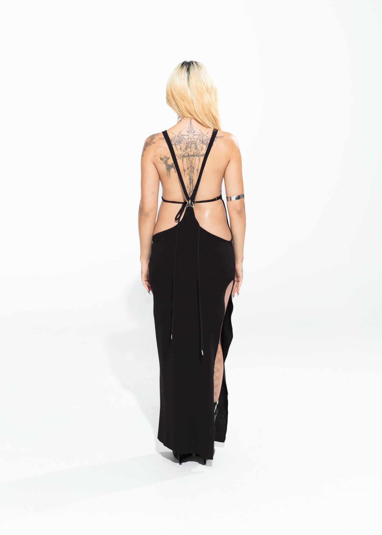 BLACK SOLANO KNITTED DRESS - 1 LEFT - XILIA XU
