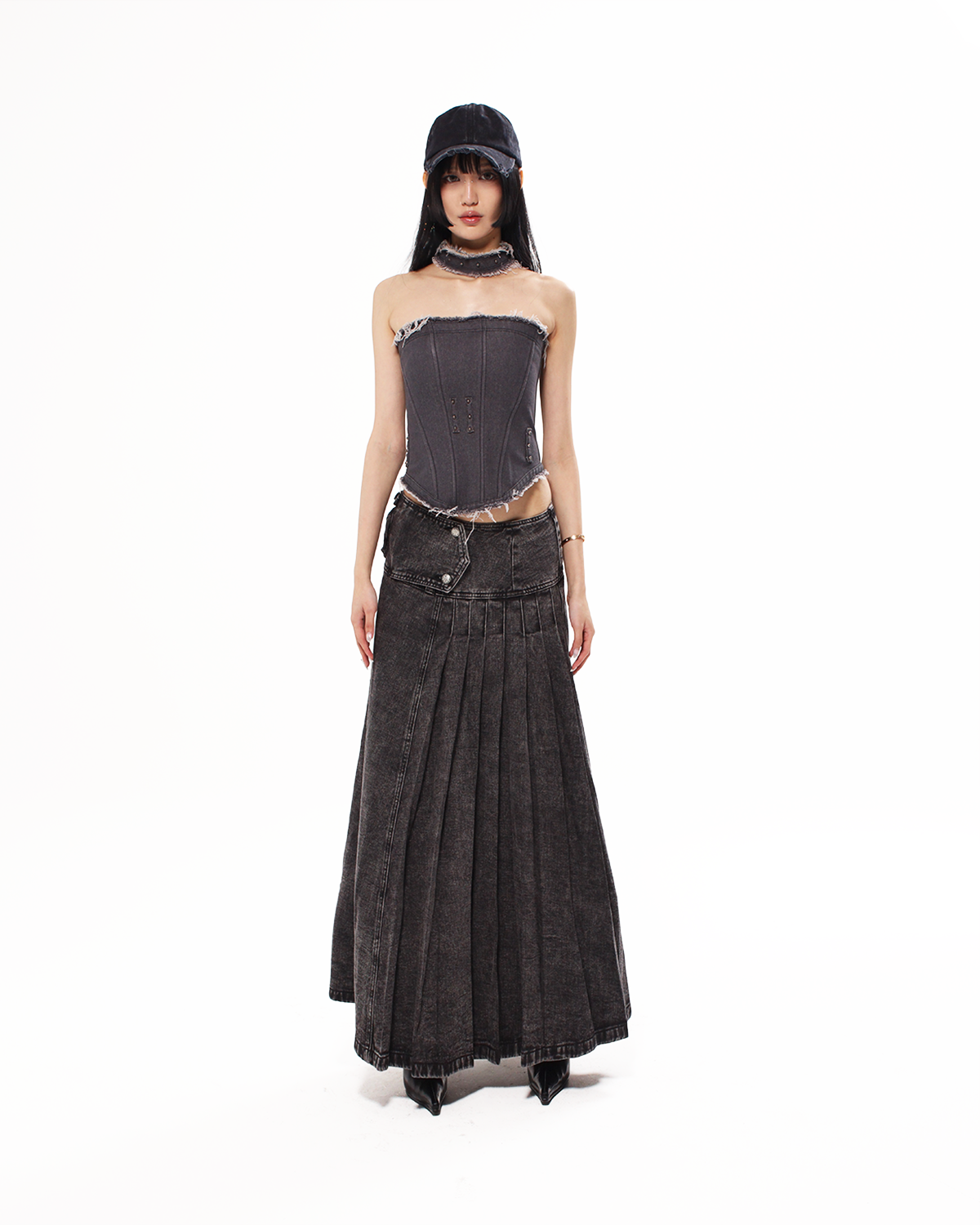 DENIM OBELISK MAXI SKIRT - XILIA XU