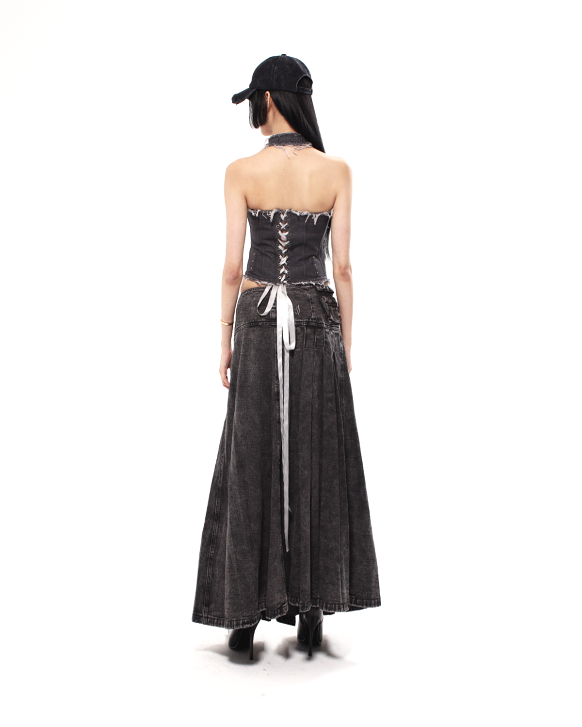 DENIM OBELISK MAXI SKIRT - XILIA XU