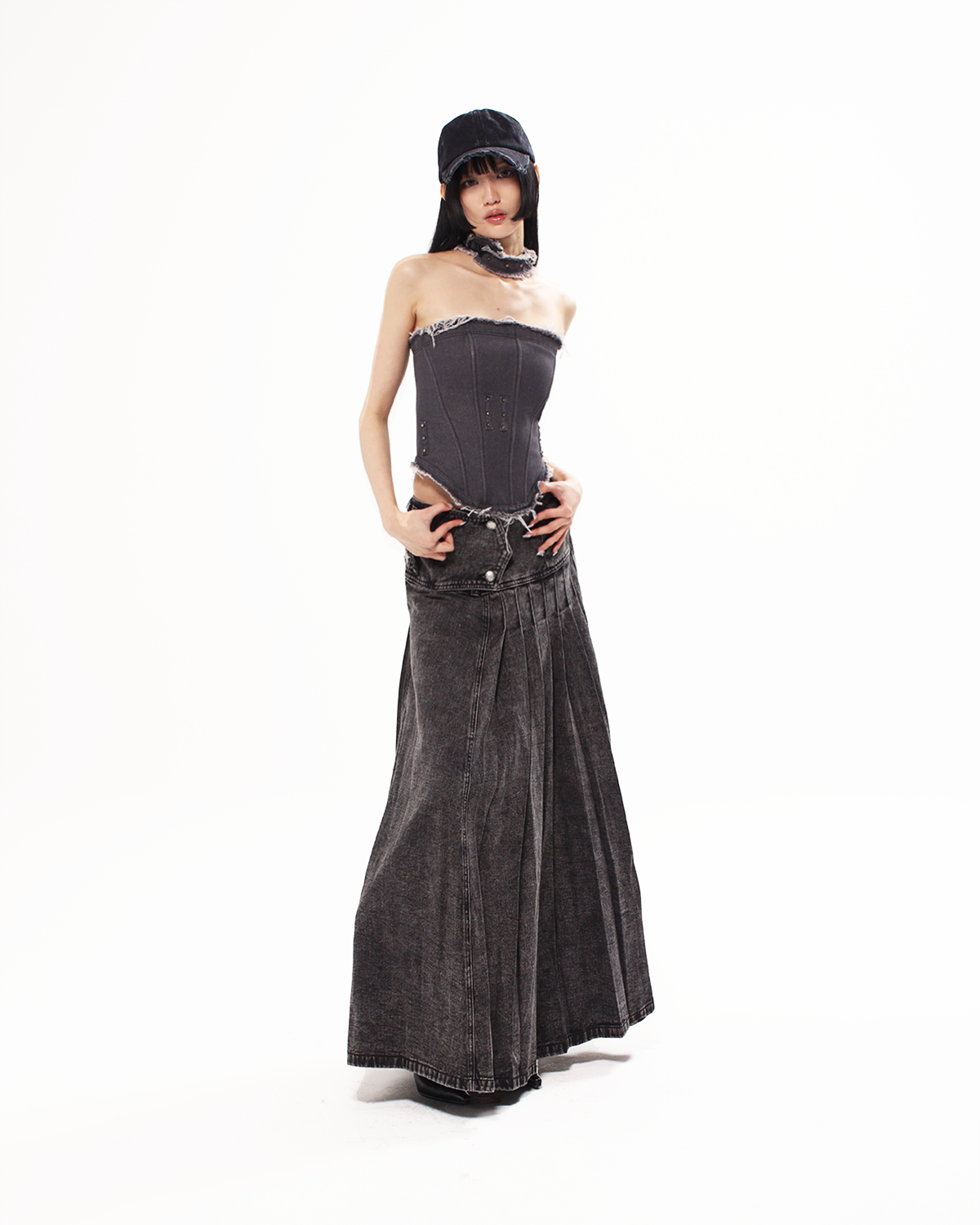 DENIM OBELISK MAXI SKIRT - XILIA XU