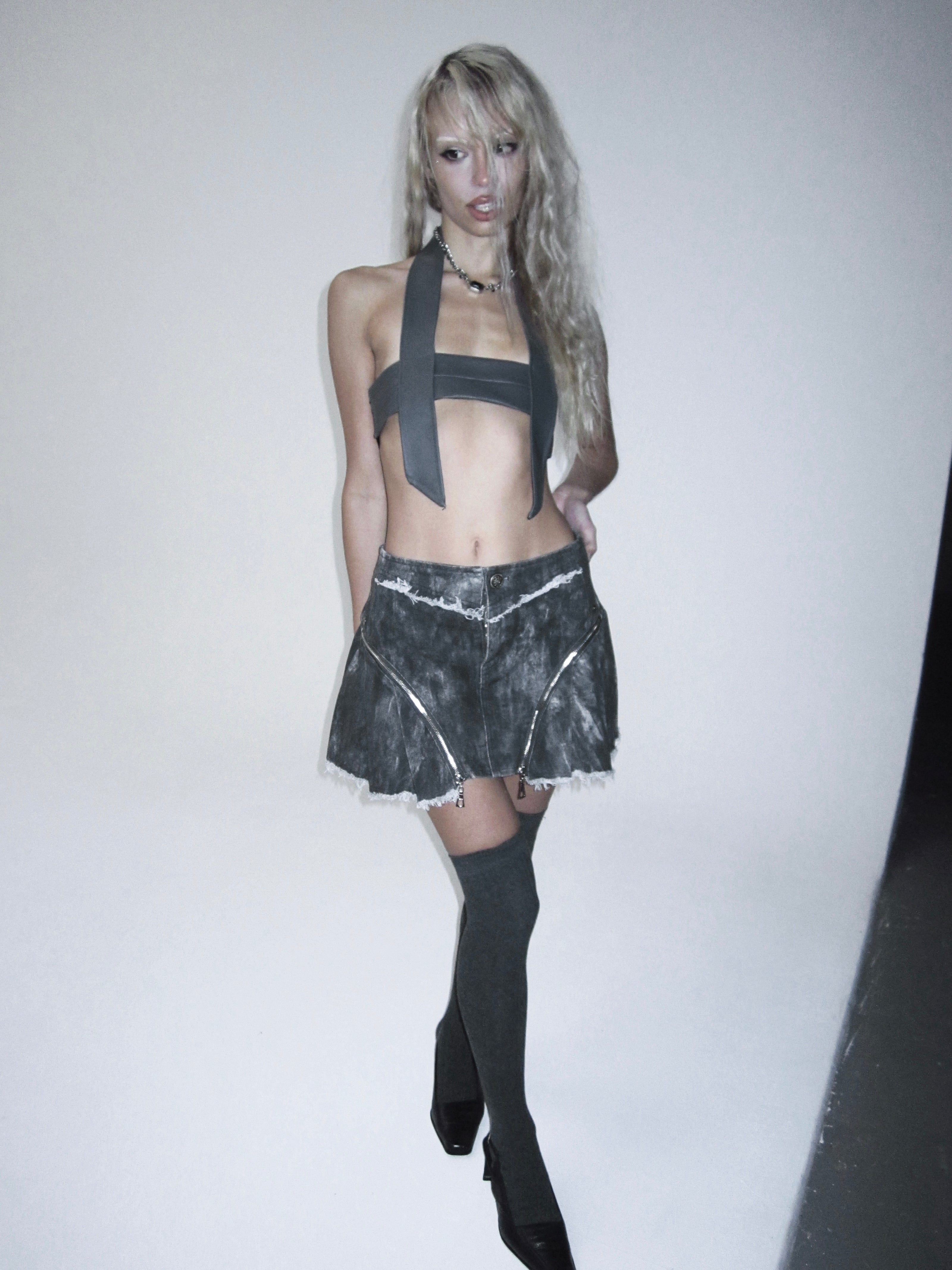 FRAYED MINI SKIRT - XILIA XU