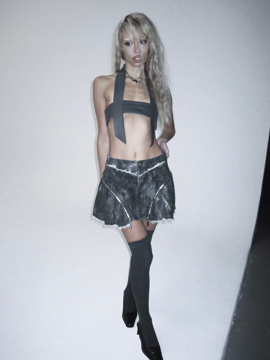 FRAYED MINI SKIRT - XILIA XU