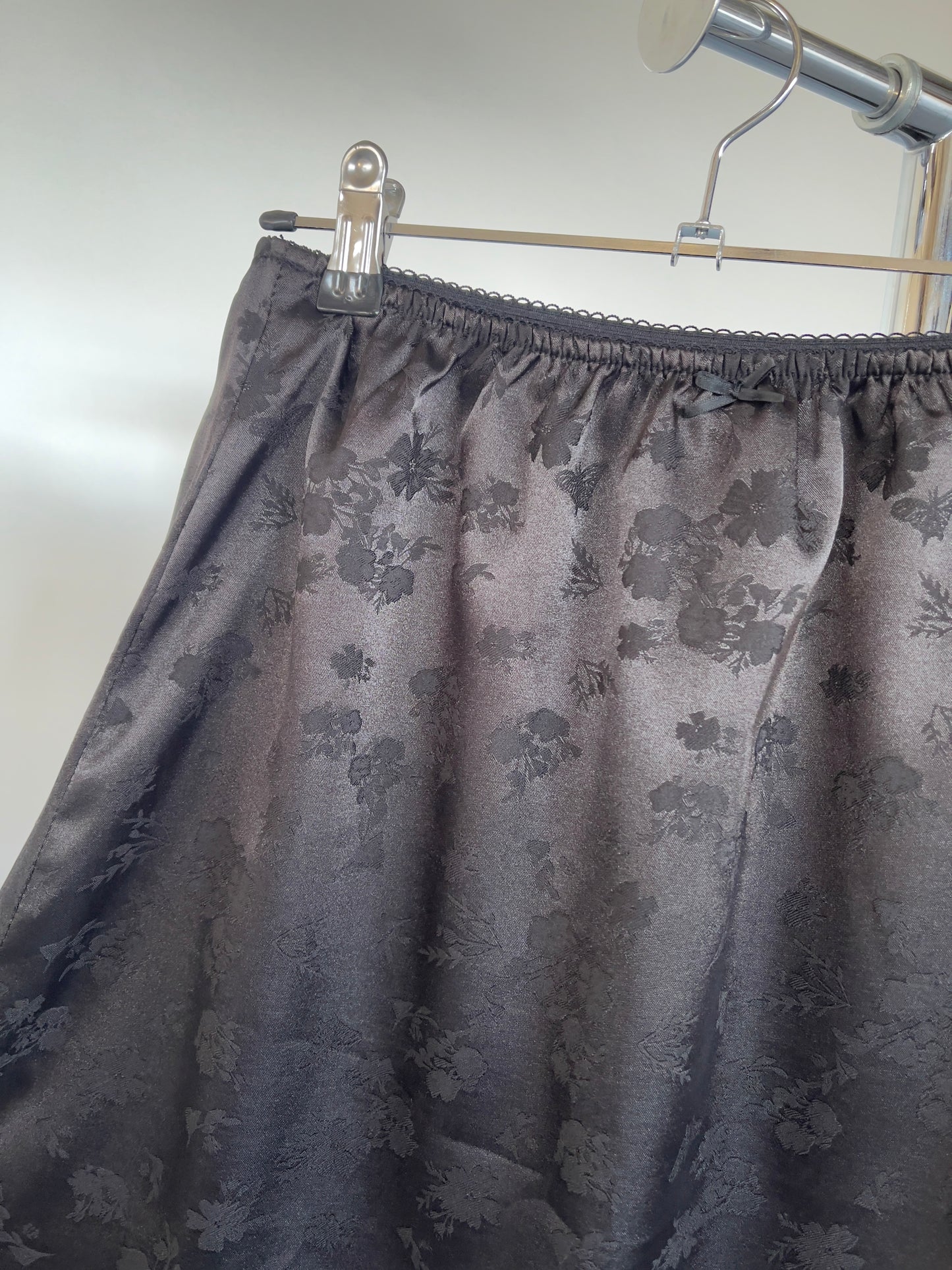 Black Satin Midi Skirt - XILIA XU