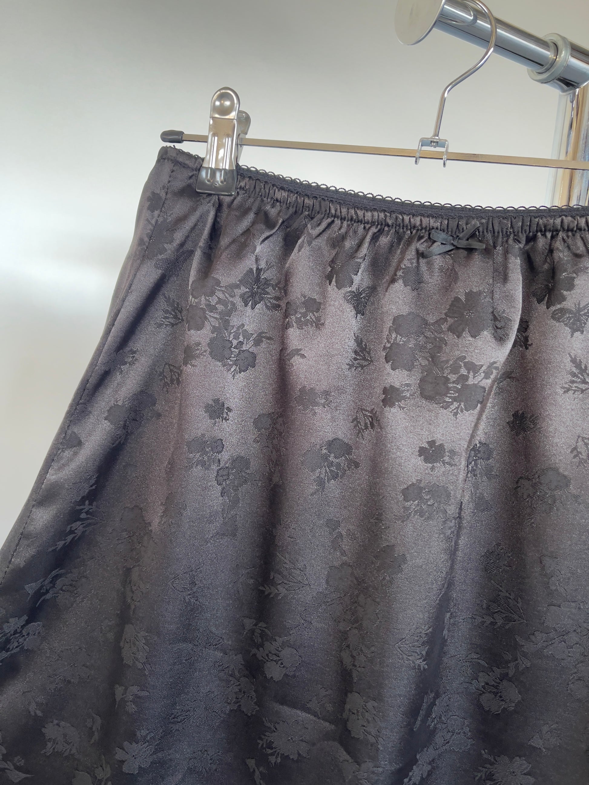 Black Satin Midi Skirt - XILIA XU
