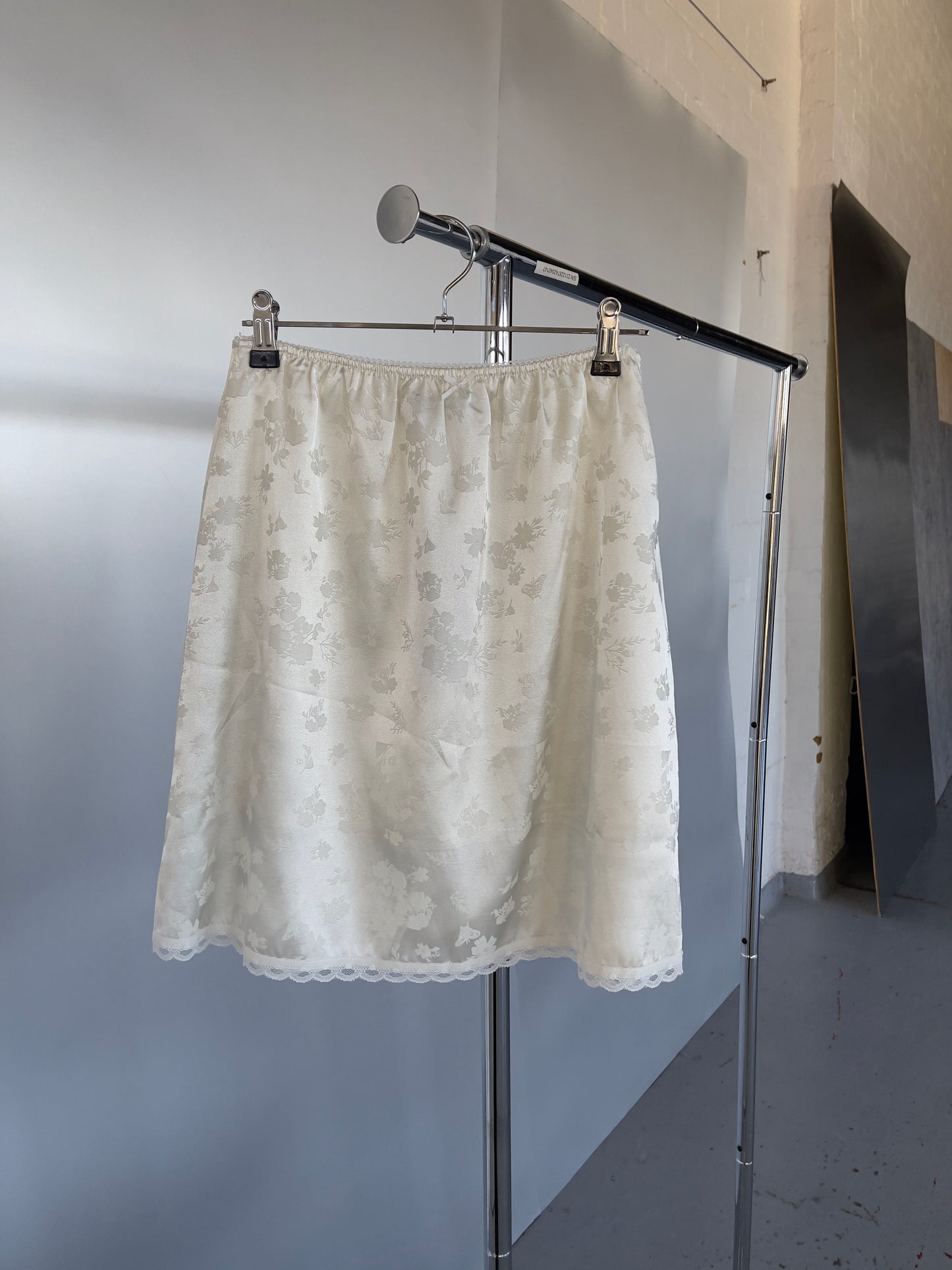 Cream Satin Midi Skirt - XILIA XU