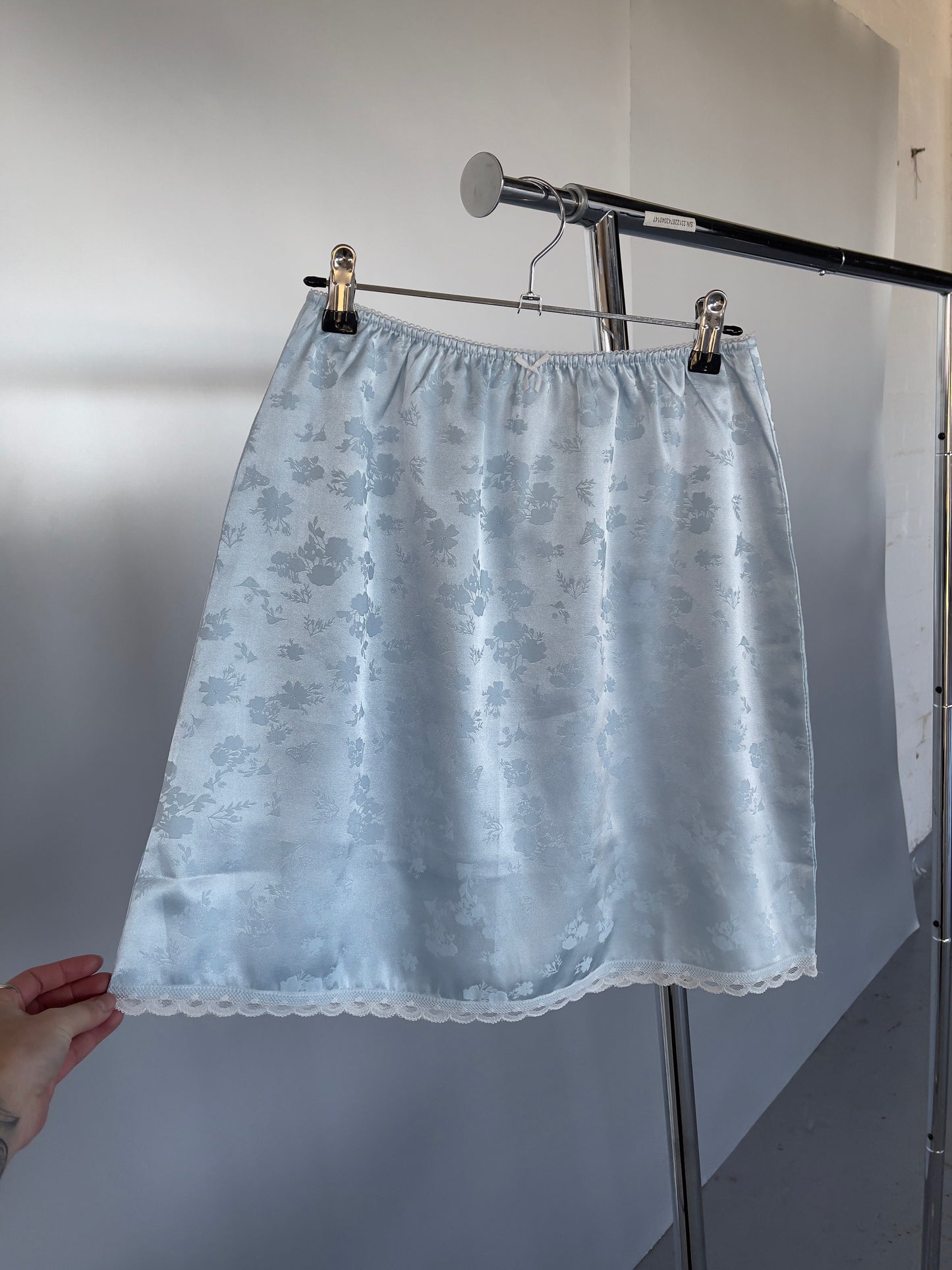 Blue Satin Midi Skirt - XILIA XU