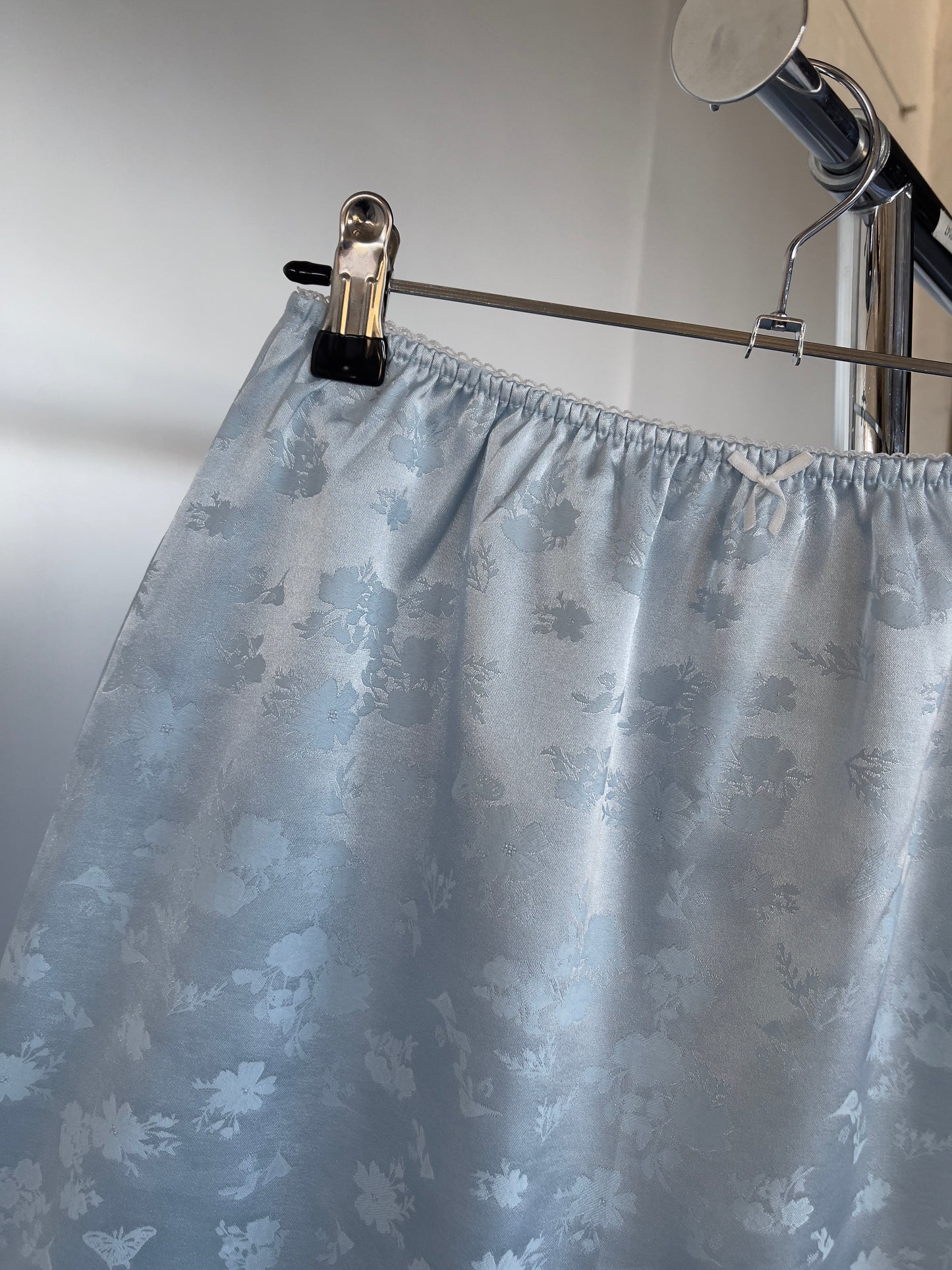 Blue Satin Midi Skirt - XILIA XU