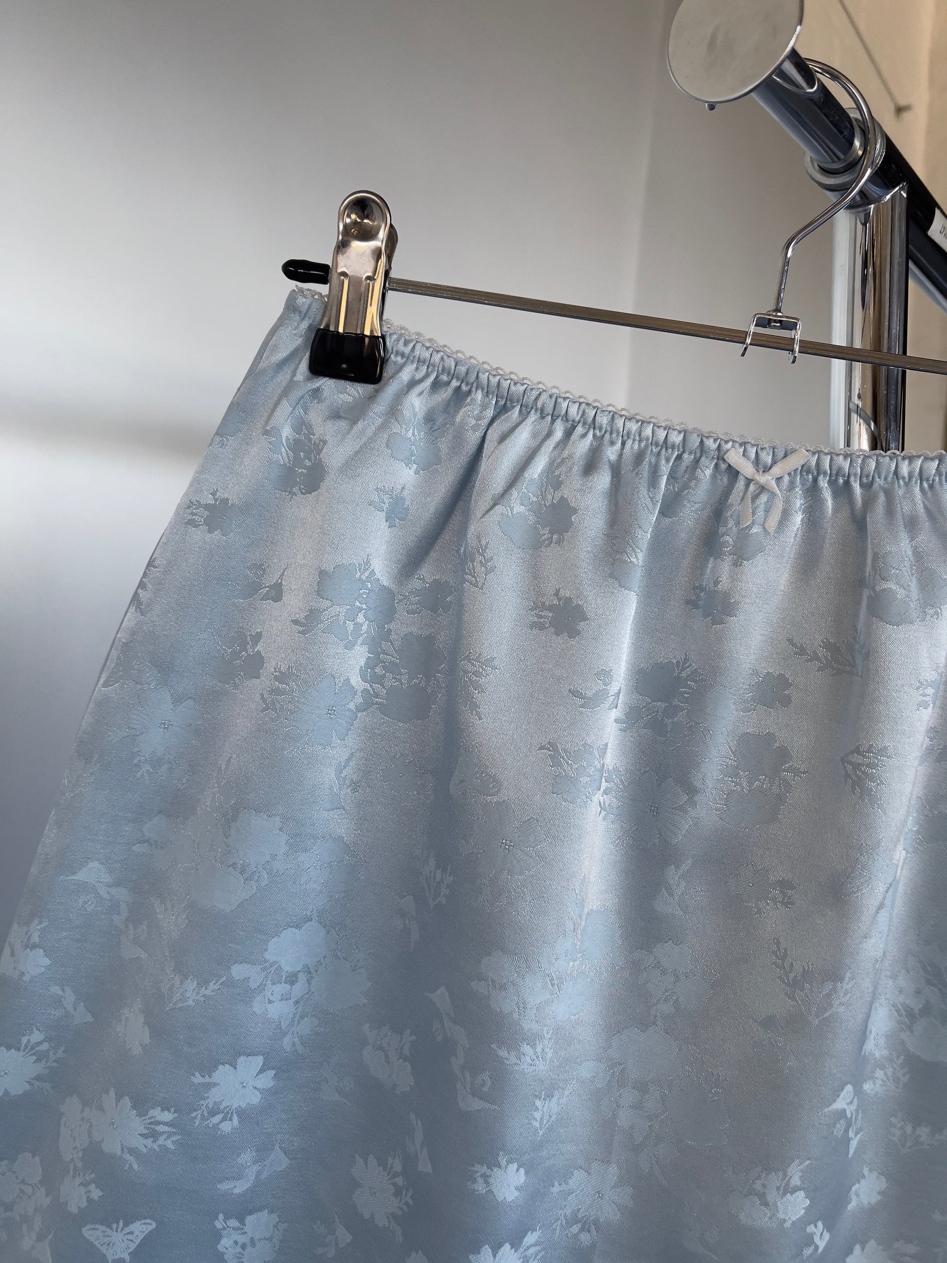 Blue Satin Midi Skirt - XILIA XU