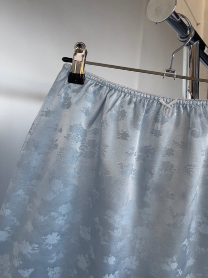 Blue Satin Midi Skirt - XILIA XU