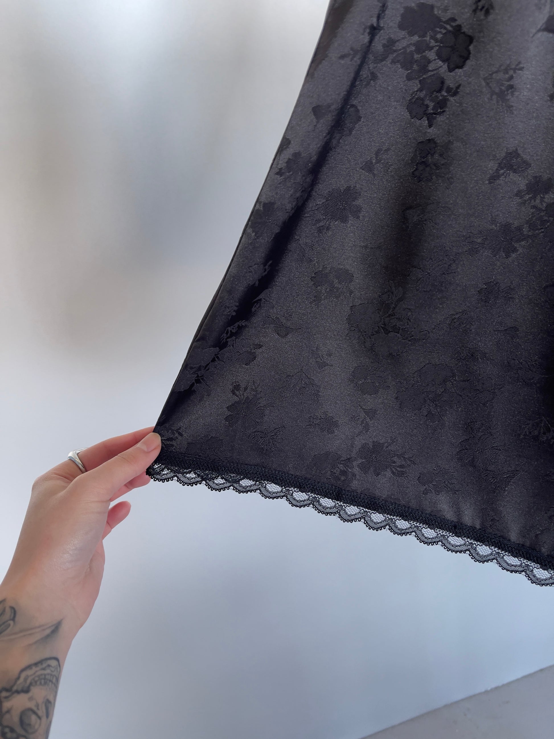 Black Satin Midi Skirt - XILIA XU