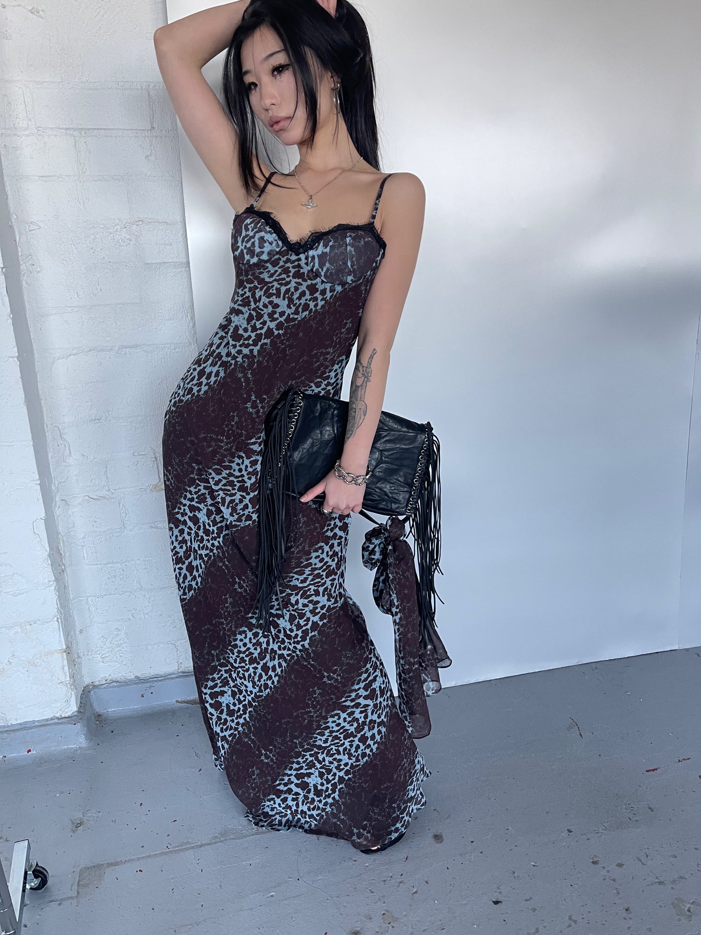 Leopard Slip Dress + Scarf