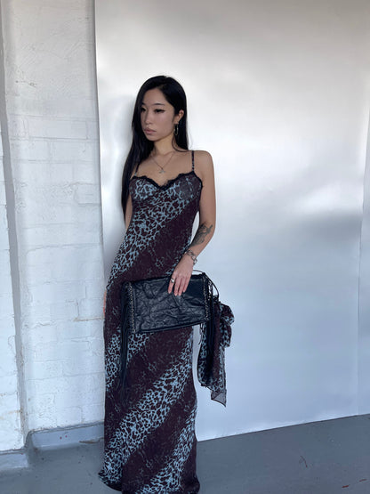 Leopard Slip Dress + Scarf