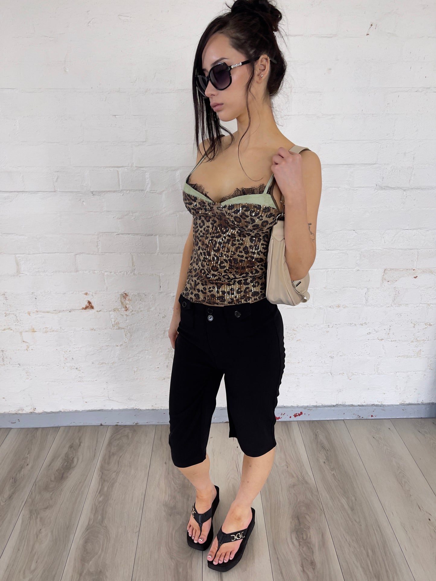 Leopard Sequin Corset Top