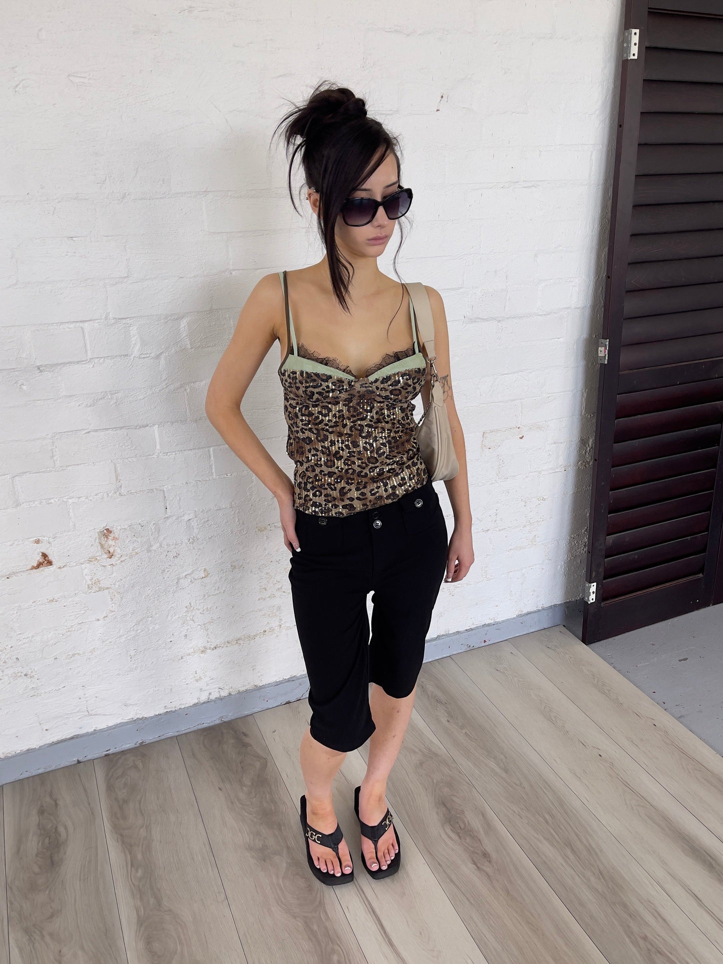 Leopard Sequin Corset Top