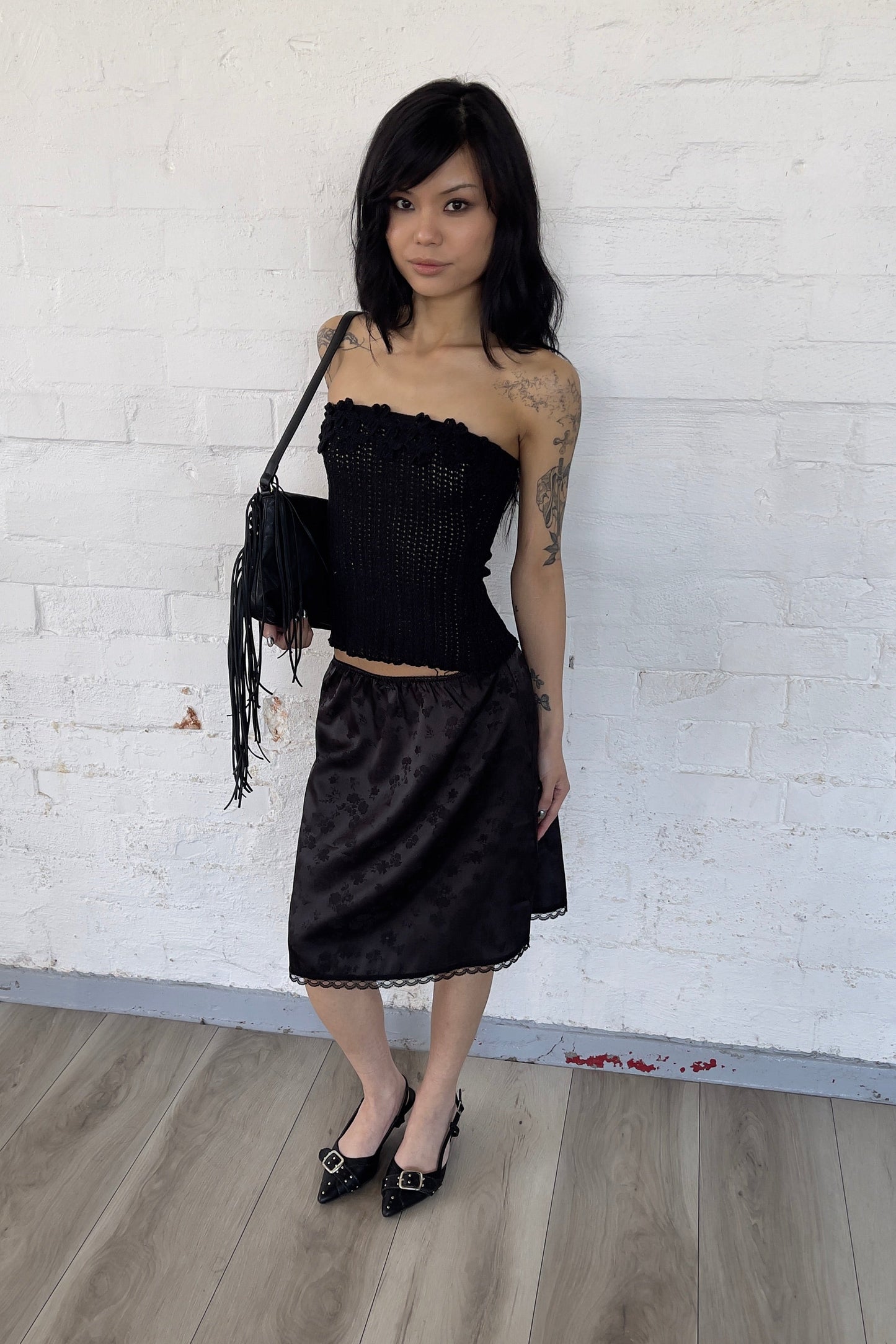 Crochet Floral Strapless Top