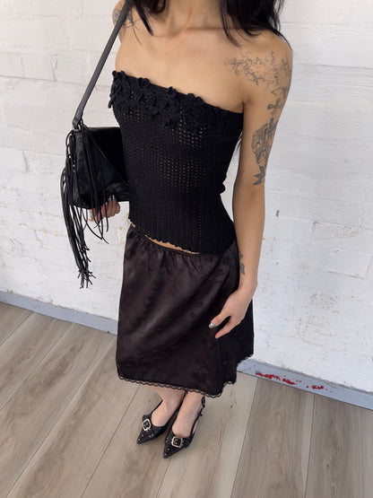 Crochet Floral Strapless Top