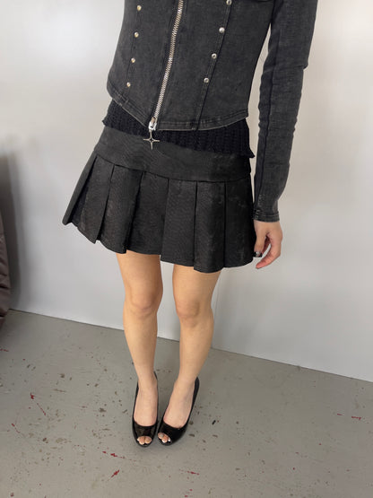 Snakeskin Pleated Mini Skort