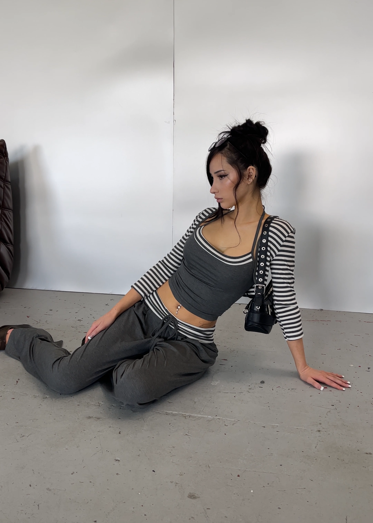 Grey Stripe Three-Piece Set
