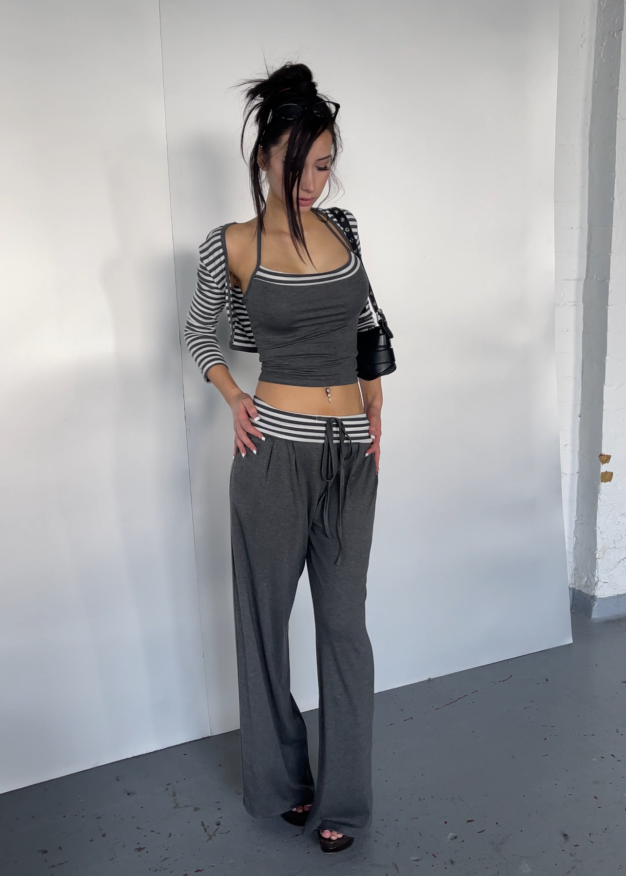 Grey Stripe Three-Piece Set