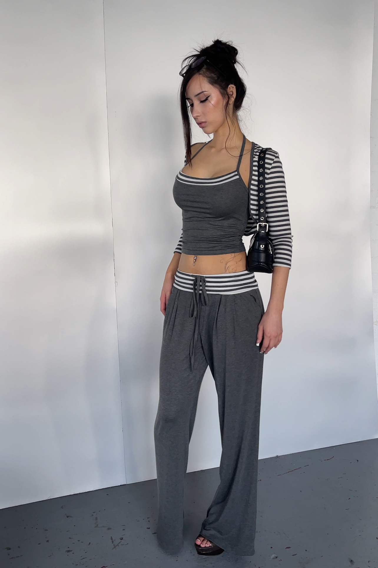 Grey Stripe Three-Piece Set