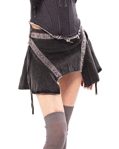 SAMPLE CONCRETE DENIM MINI SKIRT - XILIA XU
