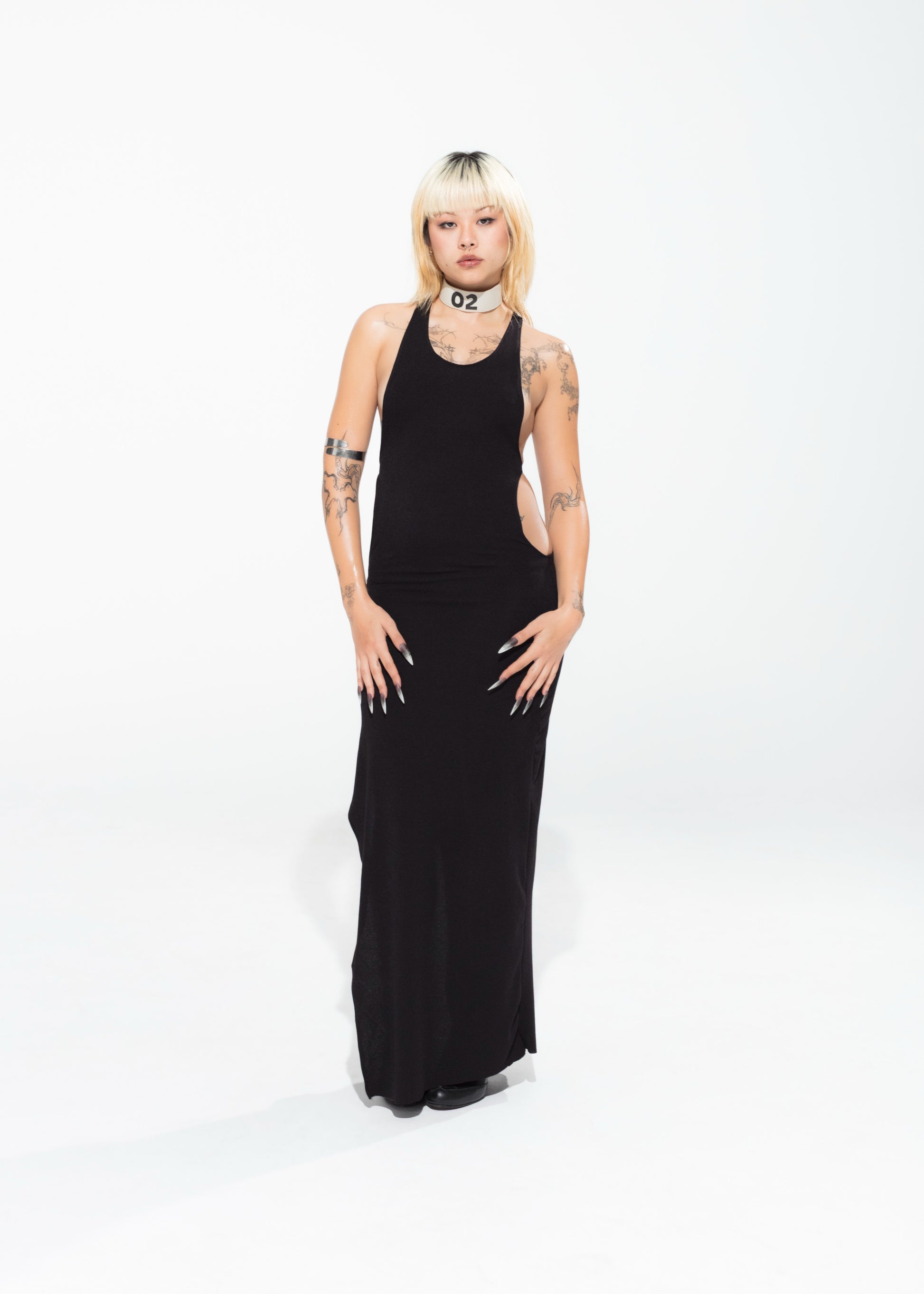 BLACK SOLANO KNITTED DRESS - 1 LEFT - XILIA XU