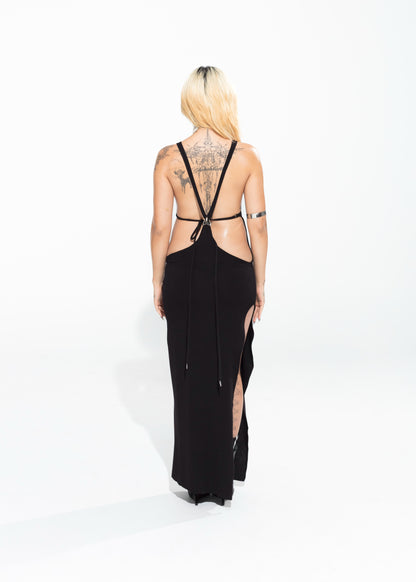 BLACK SOLANO KNITTED DRESS - 1 LEFT - XILIA XU