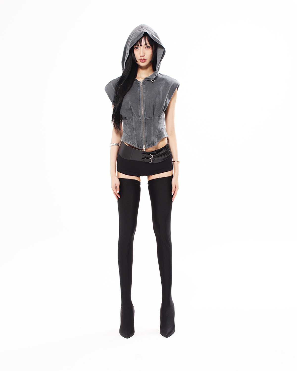 GRAY CORSET HOODIE - XILIA XU