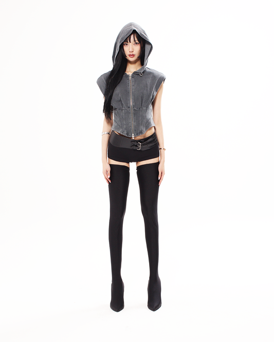 GRAY CORSET HOODIE - XILIA XU