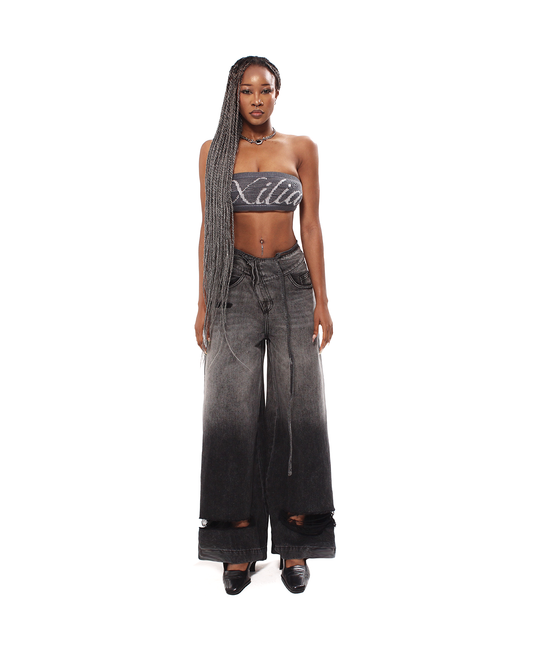 GRAY BLEND STRAIGHT LEG PANTS - XILIA XU