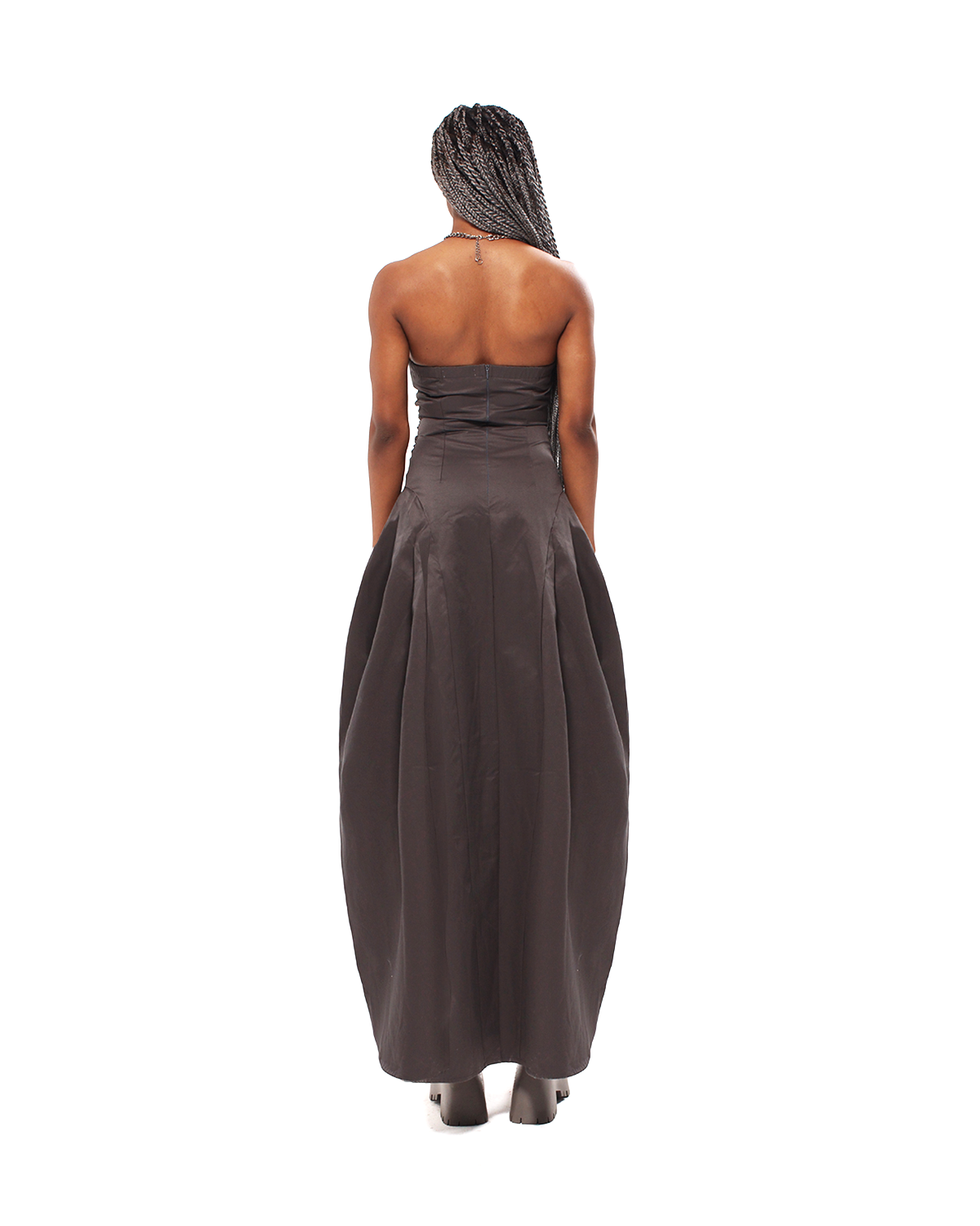 GRAY STRAPLESS HI-LOW DRESS - XILIA XU