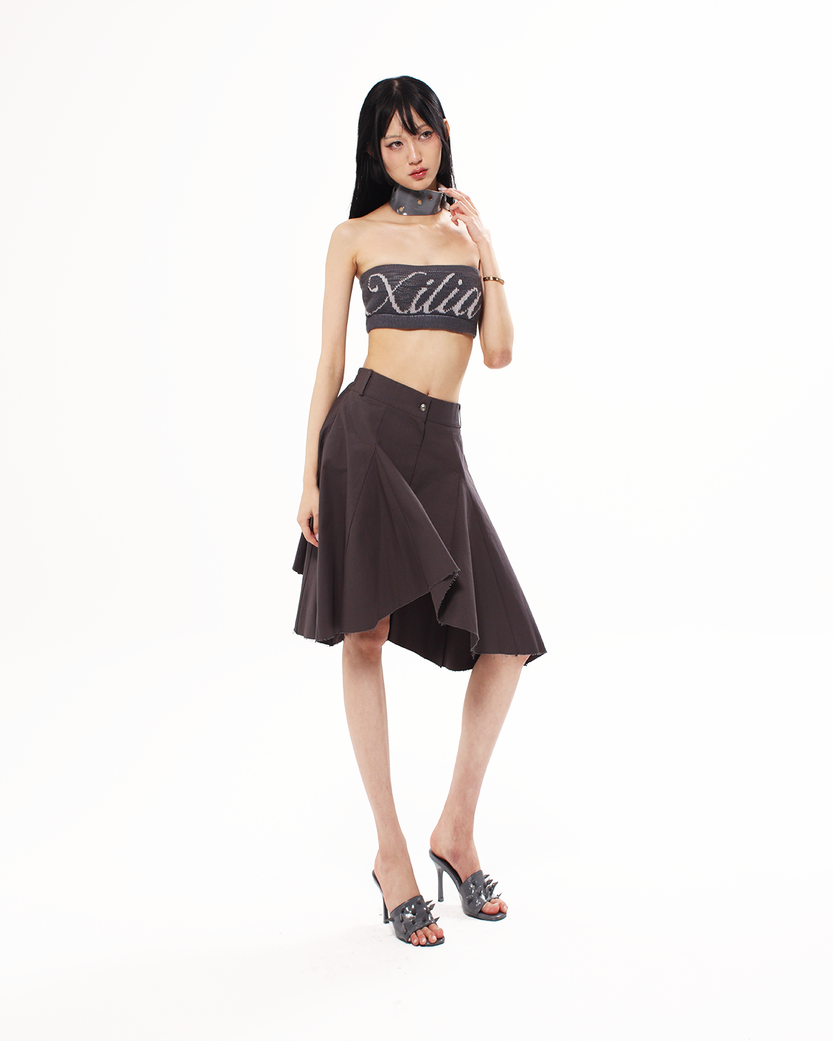 GRAY HANDKERCHIEF SKIRT - XILIA XU