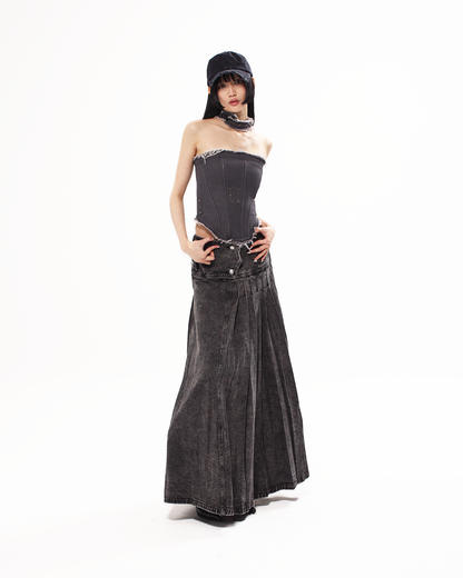 DENIM OBELISK MAXI SKIRT - XILIA XU