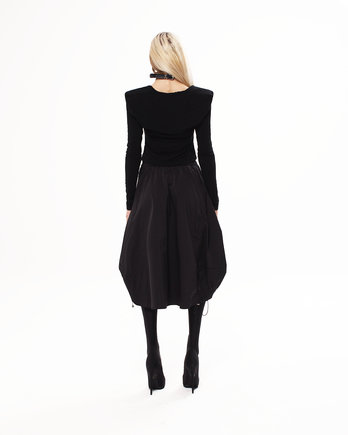 BLACK DRAWSTRING MAXI SKIRT - XILIA XU